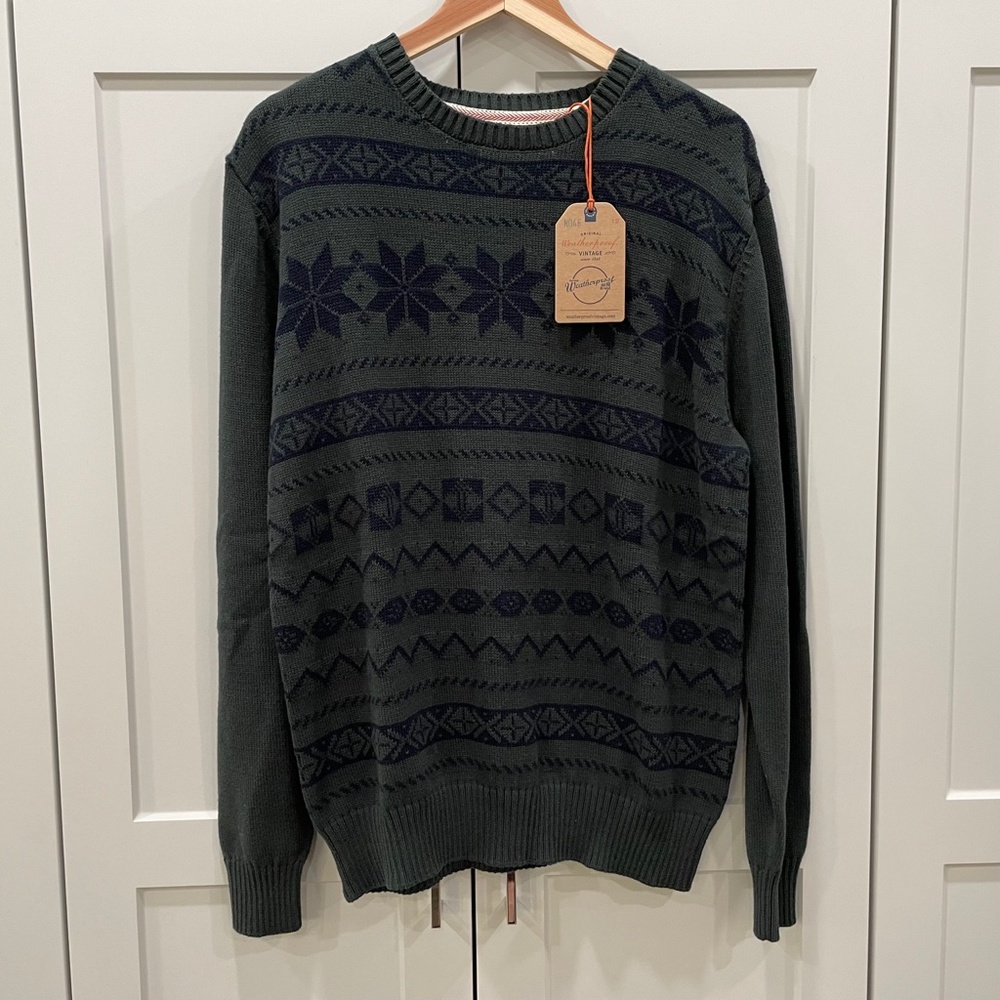 Weatherproof 100% Cotton 'The Holiday Sweater' Dark Green, Navy Blue Small - Picture 3 of 12